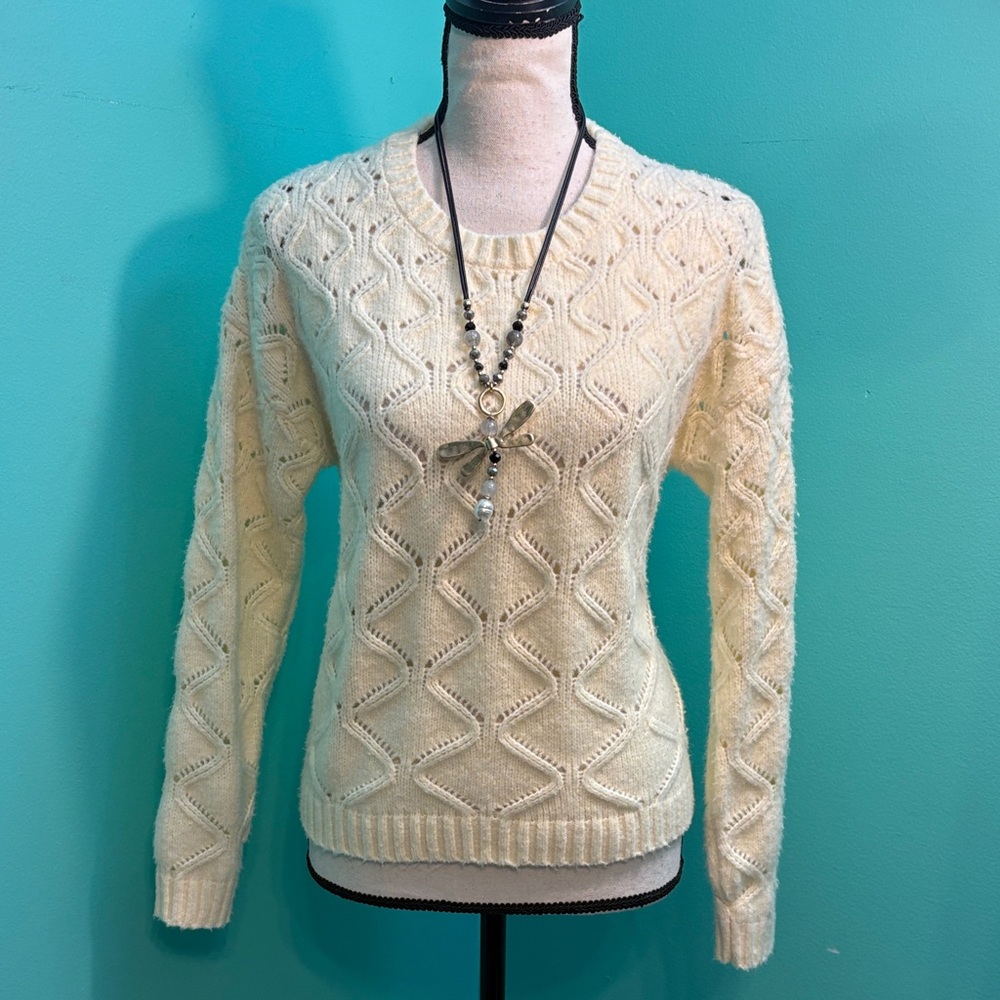 Joie Ivory Zigzag Knit Sweater